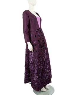 Edward Arsouni Lila Floral besticktes Maxikleid Größe XXXL