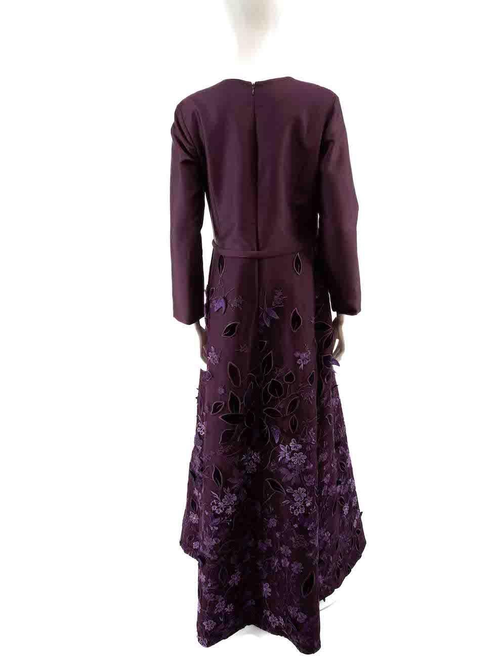 Edward Arsouni Purple Floral Embroidered Maxi Dress Size XXXL In Excellent Condition For Sale In London, GB