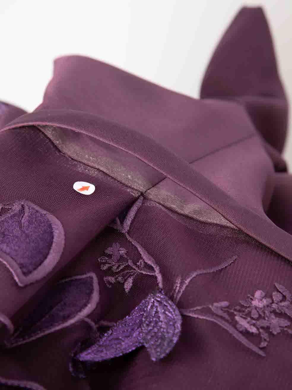 Edward Arsouni Purple Floral Embroidered Maxi Dress Size XXXL For Sale 1