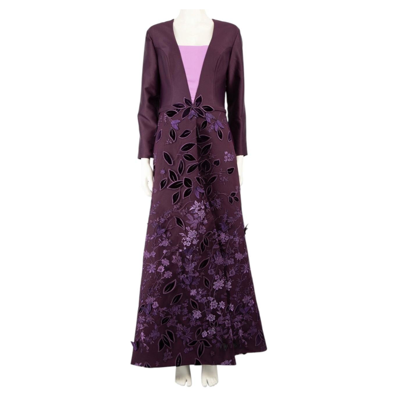 Edward Arsouni Purple Floral Embroidered Maxi Dress Size XXXL