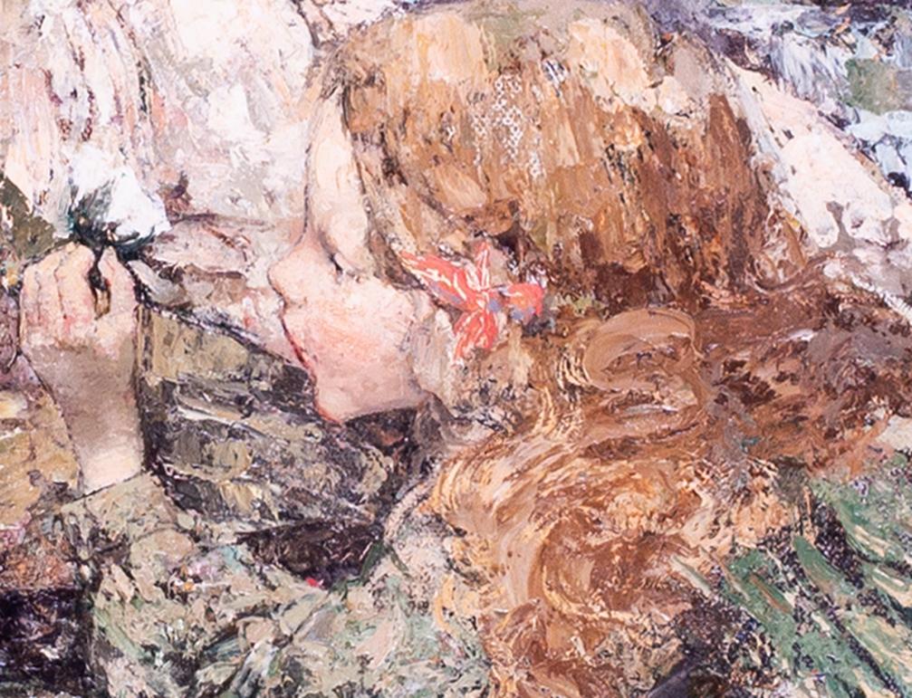 Scottish, early 20th Century expressive large oil painting by Hornel or children - Academic Painting by Edward Atkinson Hornel