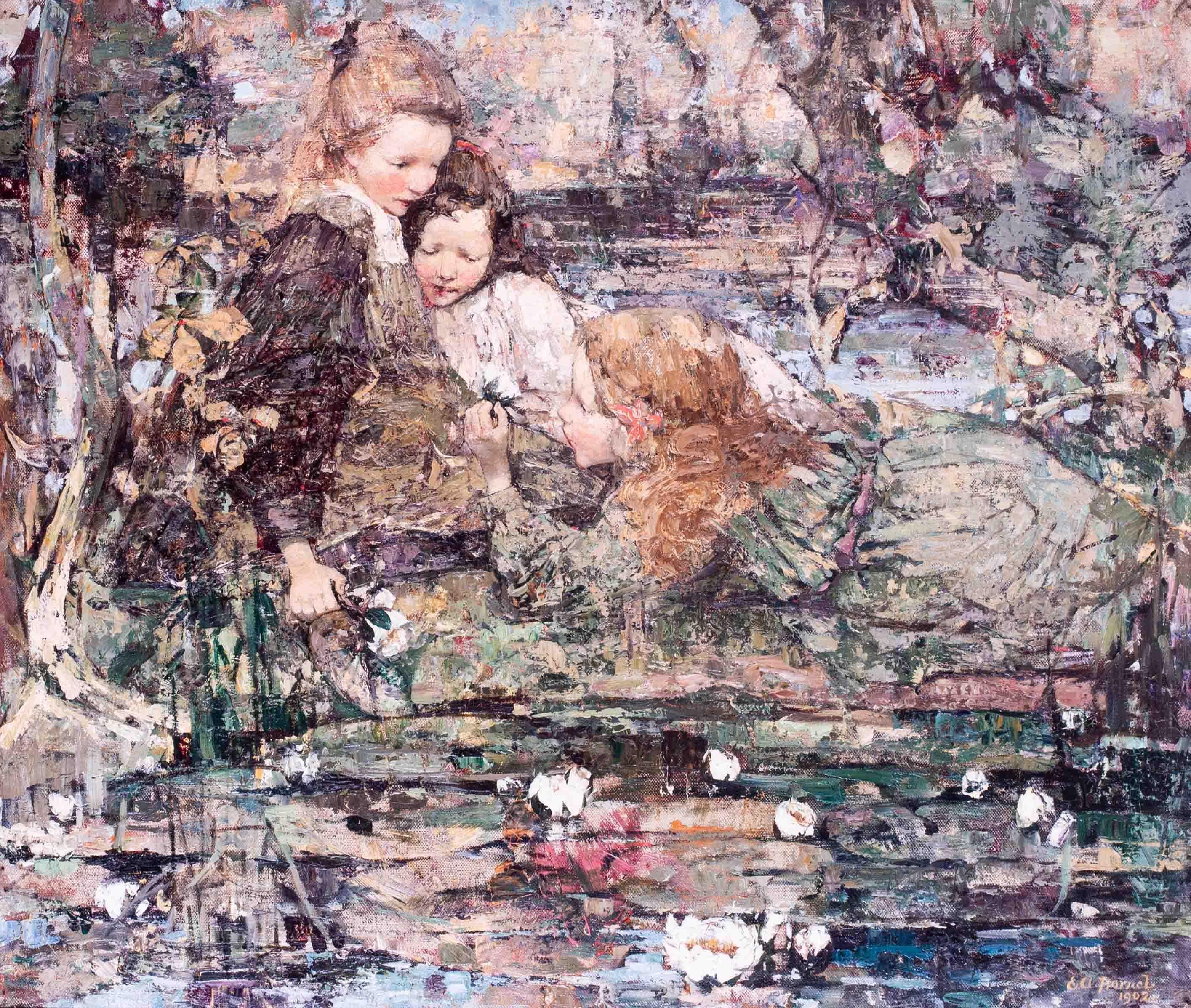 Scottish, early 20th Century expressive large oil painting by Hornel or children 1