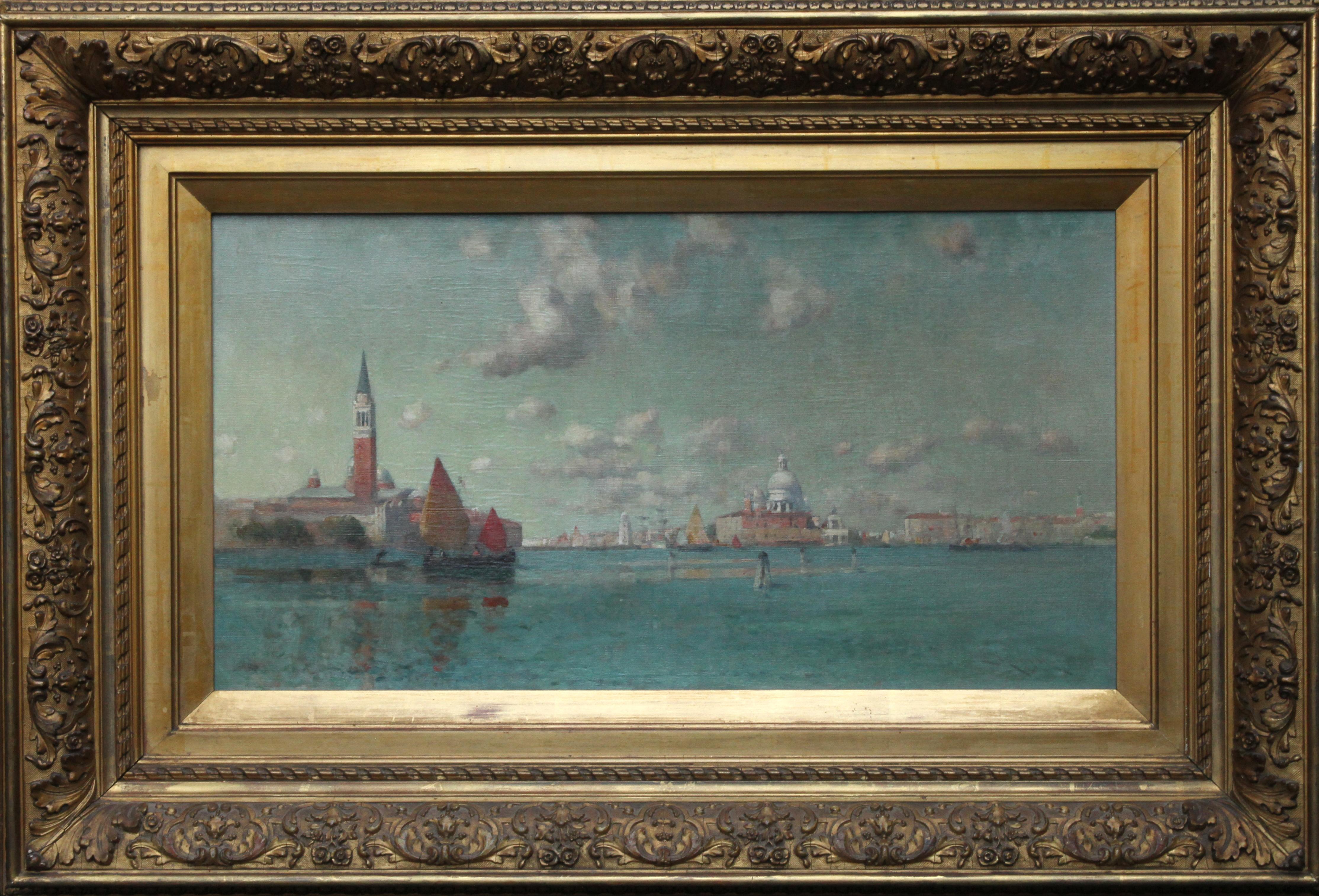 Venetian Lagoon - American/British Victorian art marine oil painting Italy 3