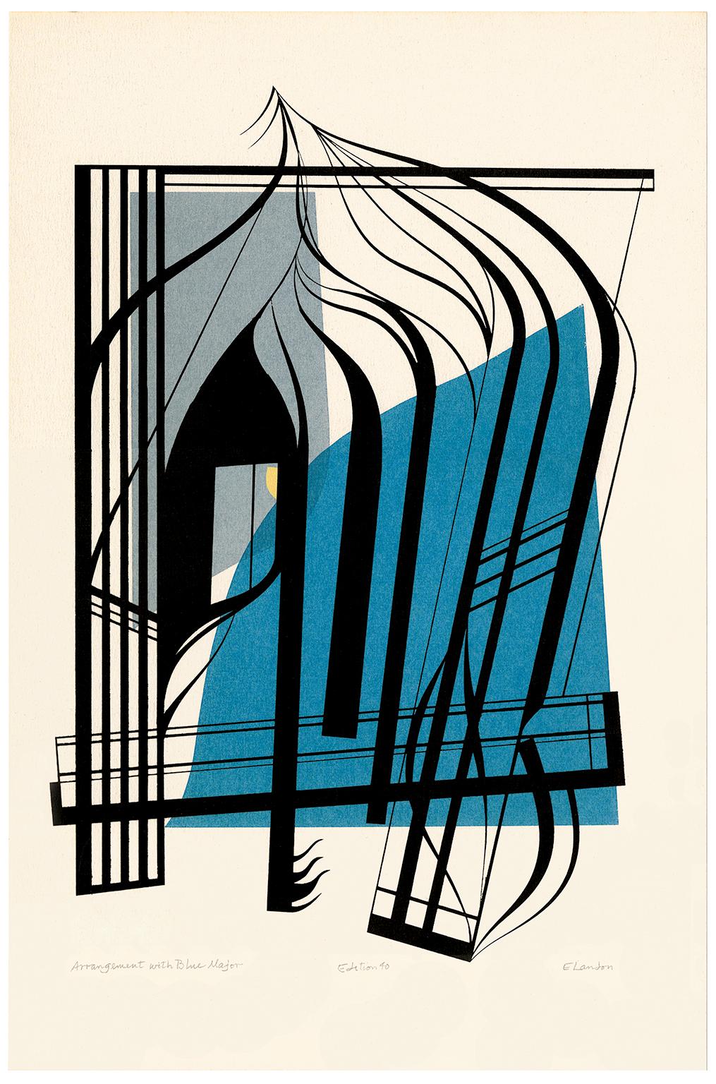 'Arrangement with Blue Major' — Mid-Century Abstraction - Print by Edward August Landon