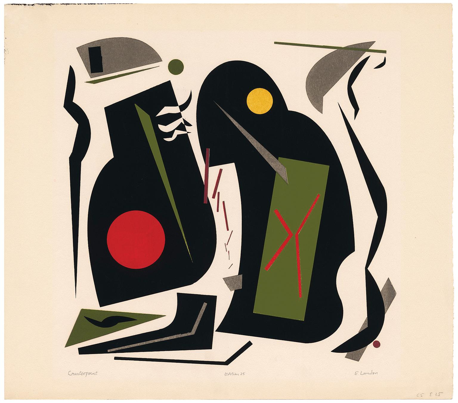 'Counterpoint' — Modernist Abstraction, 1940s  - Print by Edward August Landon