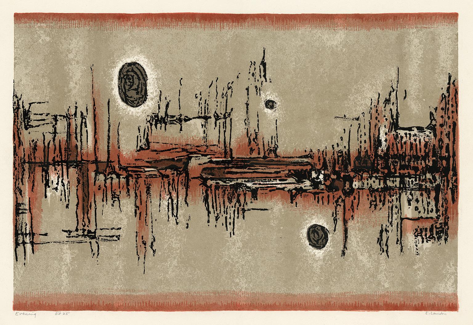 Abstract Print di Edward August Landon - Sera' - Surrealismo americano di metà secolo