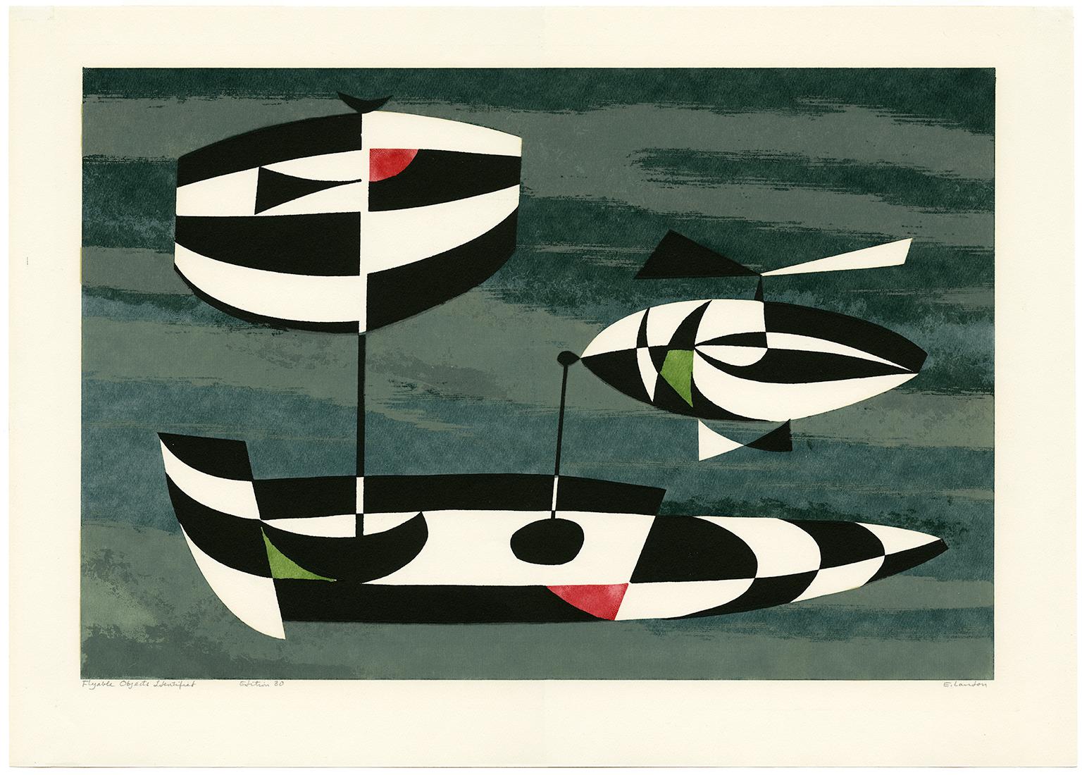 'Flyable Objects Identified' —Mid-Century Modern - Print by Edward August Landon