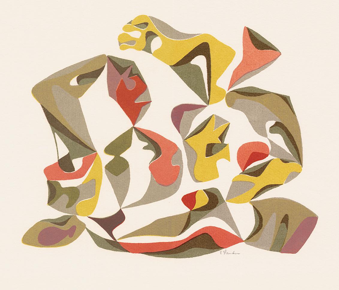 Edward August Landon Abstract Print - 'Salient in February' — Mid 20th-Century Surrealism