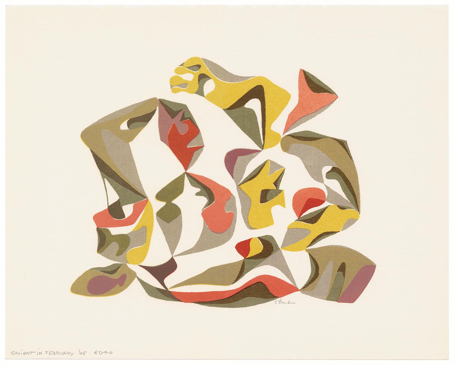 'Salient in February' — Mid-Century Abstraction - Print by Edward August Landon