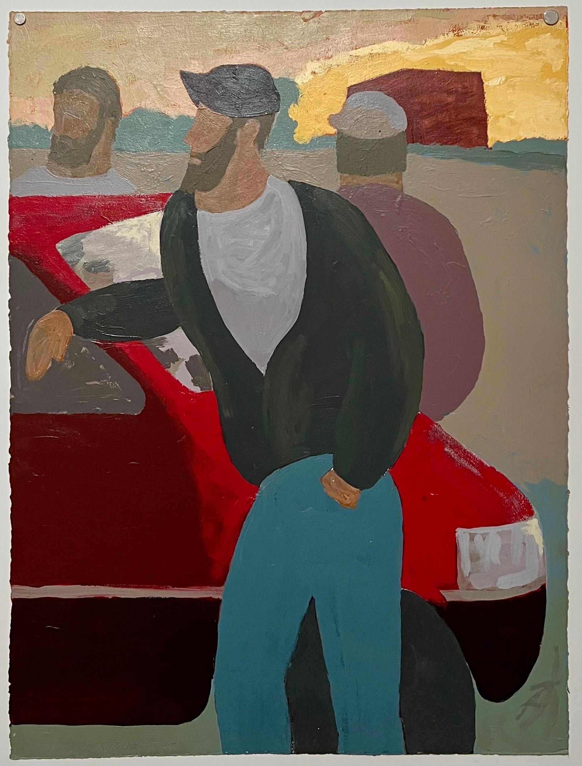 Große Hudson River Figurative Modernist Landschaft Ölgemälde Edward Avedisian im Angebot 9