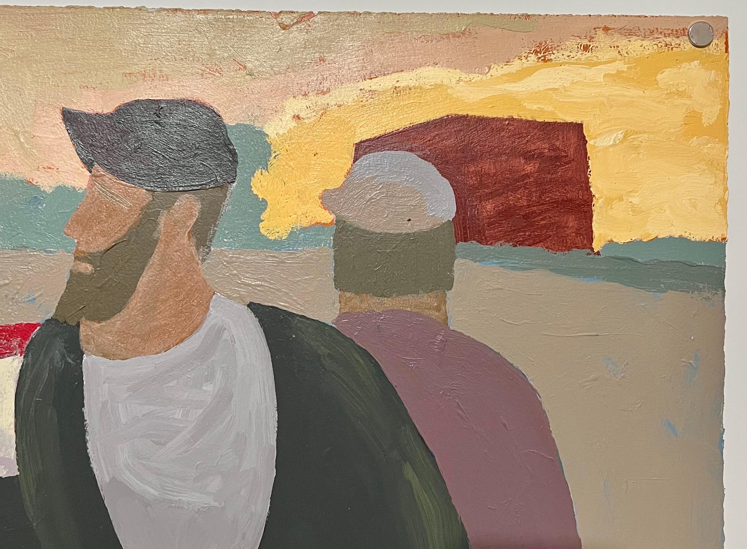 Große Hudson River Figurative Modernist Landschaft Ölgemälde Edward Avedisian im Angebot 2