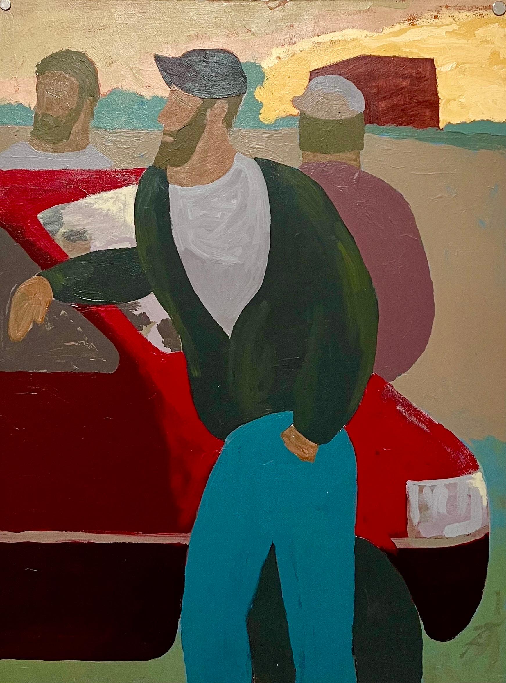 Große Hudson River Figurative Modernist Landschaft Ölgemälde Edward Avedisian im Angebot 4