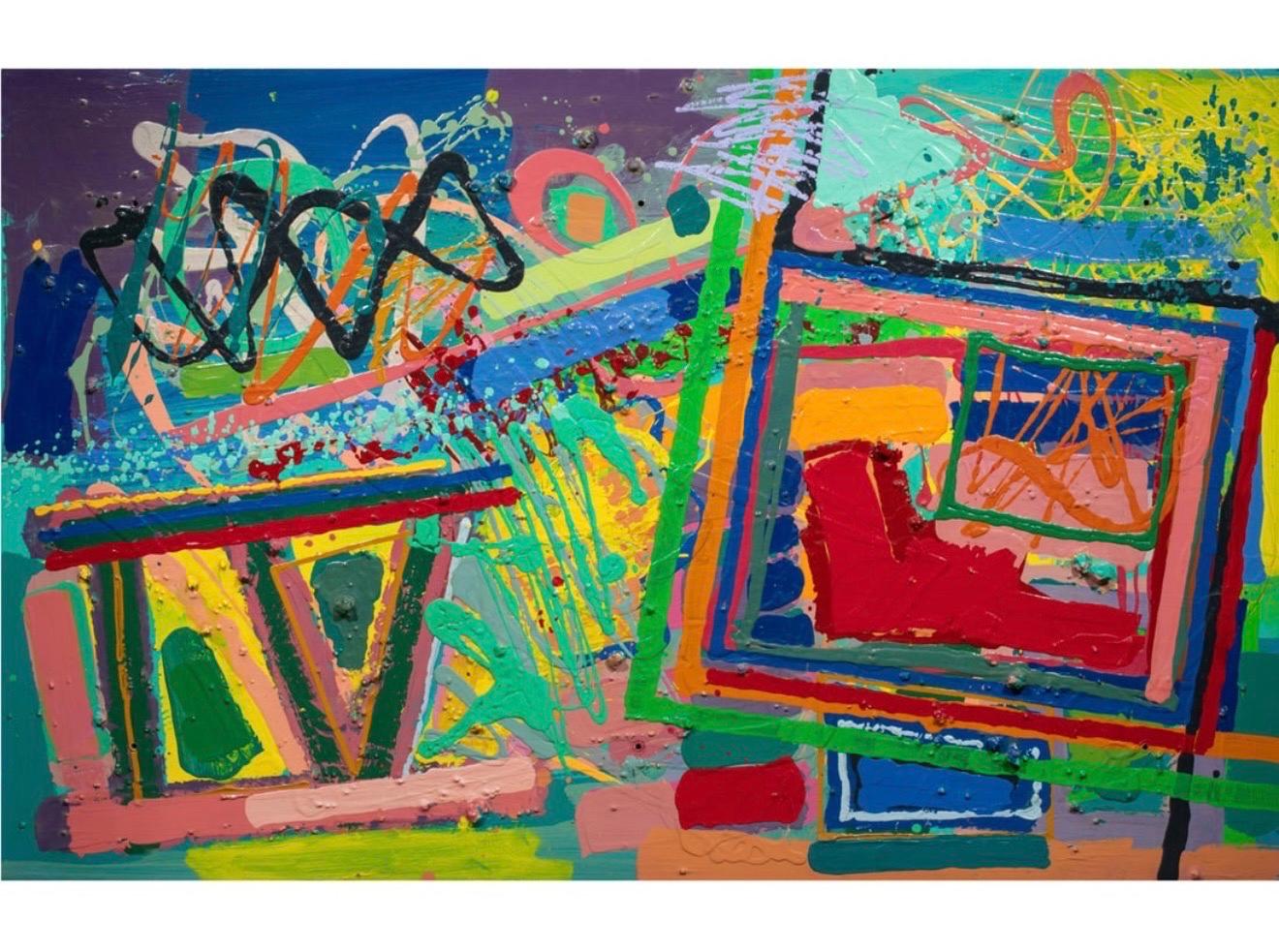 Large Mod Abstract Expressionist Modernist Edward Avedisian Color Field Painting For Sale 1