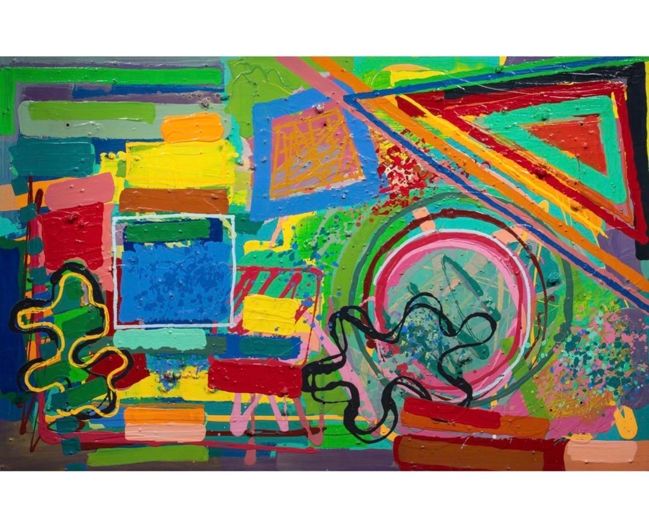 Large Mod Abstract Expressionist Modernist Edward Avedisian Color Field Painting For Sale 2