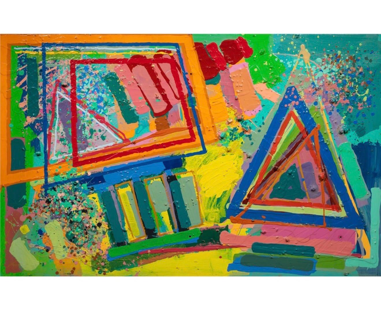 Large Mod Abstract Expressionist Modernist Edward Avedisian Color Field Painting For Sale 2