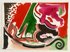 Mod Abstract Expressionist Modernist Edward Avedisian Color Field Art Gouache