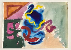 Mod Abstract Expressionist Modernist Edward Avedisian Color Field Art Gouache