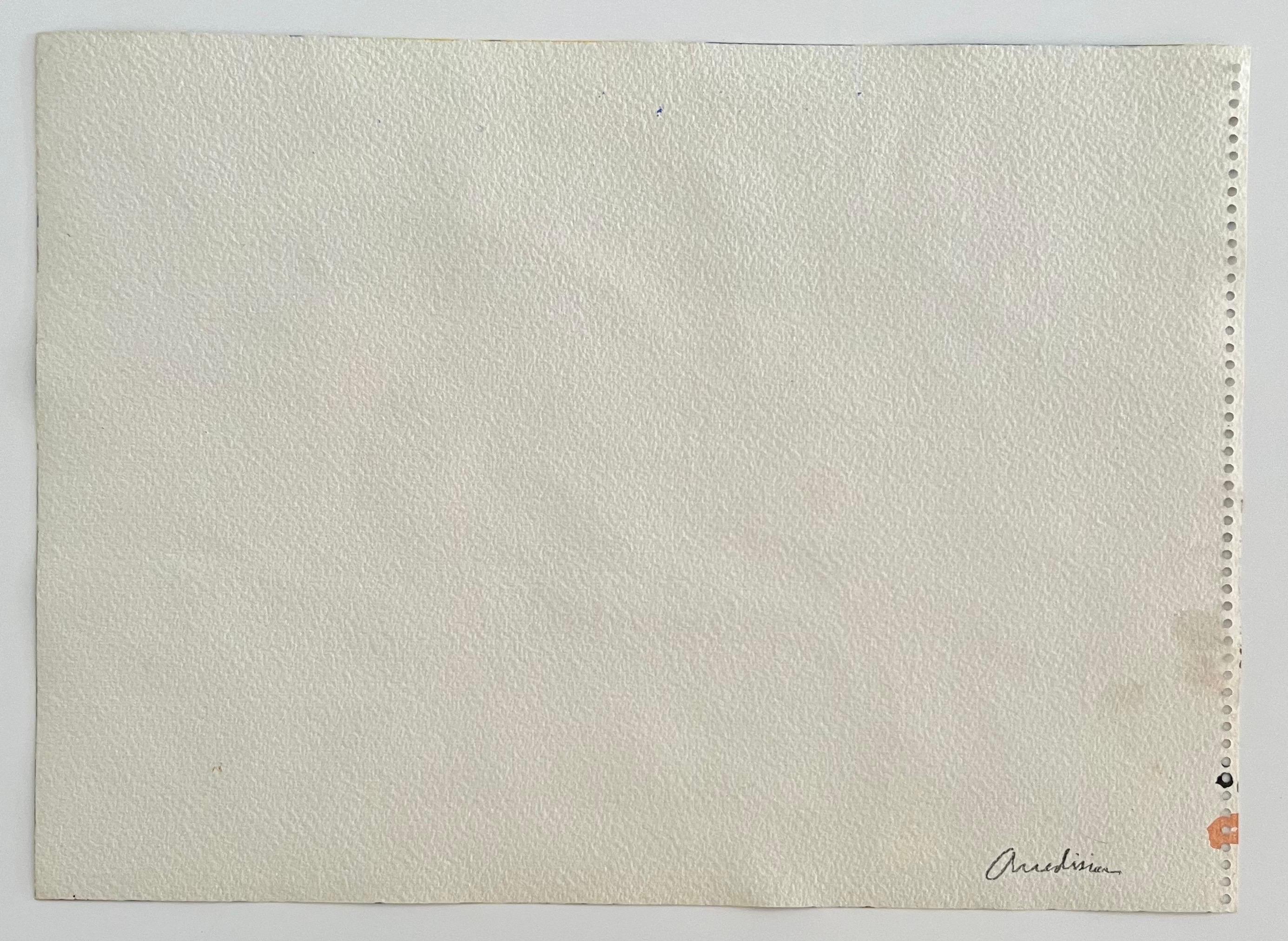 Mod Abstract Expressionist Modernist Edward Avedisian Color Field Art Gouache For Sale 2