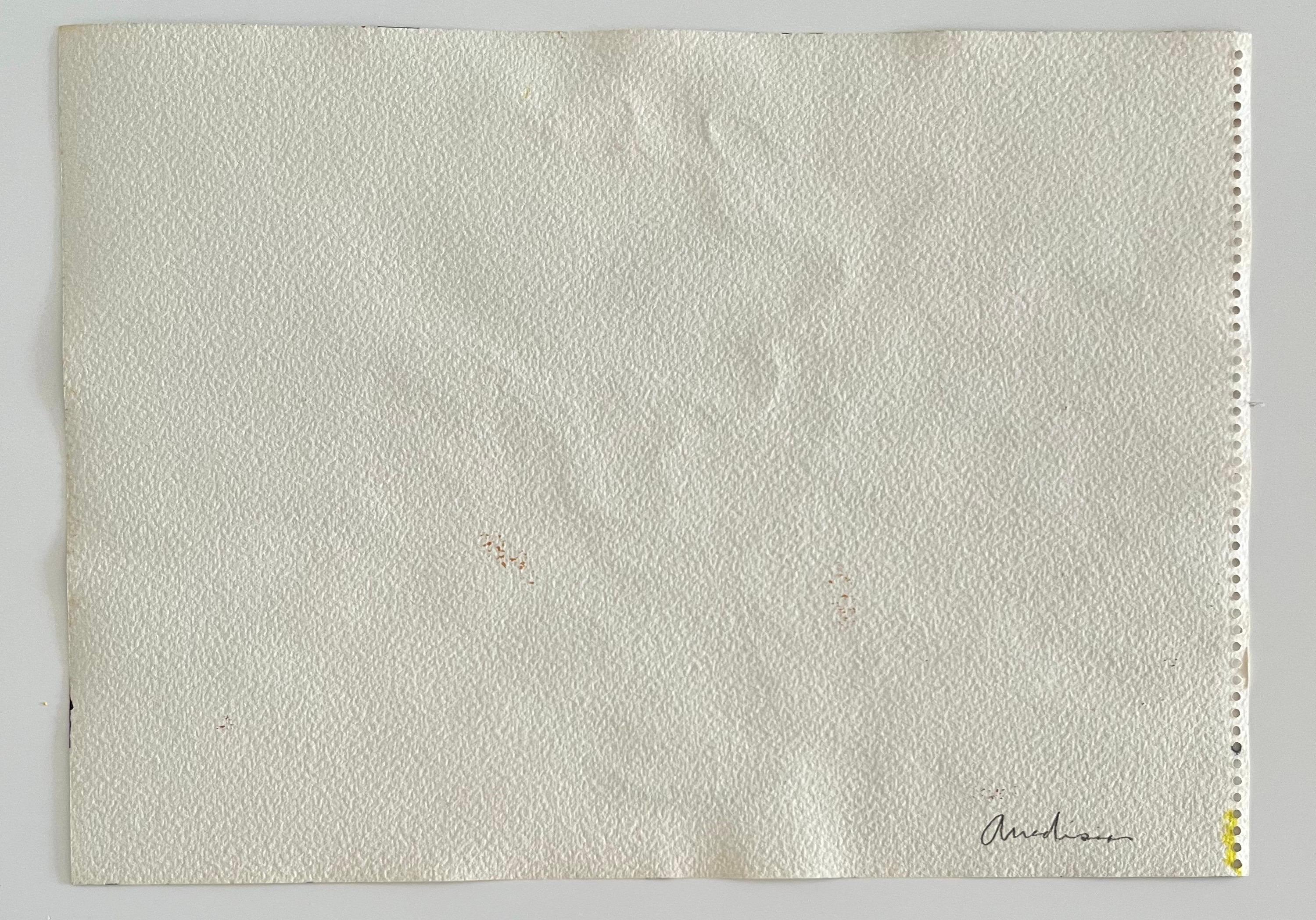 Mod Abstract Expressionist Modernist Edward Avedisian Color Field Art Gouache For Sale 4