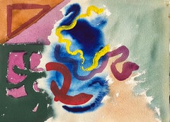 Vintage Mod Abstract Expressionist Modernist Edward Avedisian Color Field Art Gouache