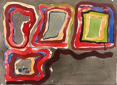 Mod Espressionista astratto Modernista Edward Avedisian Color Field Art Gouache