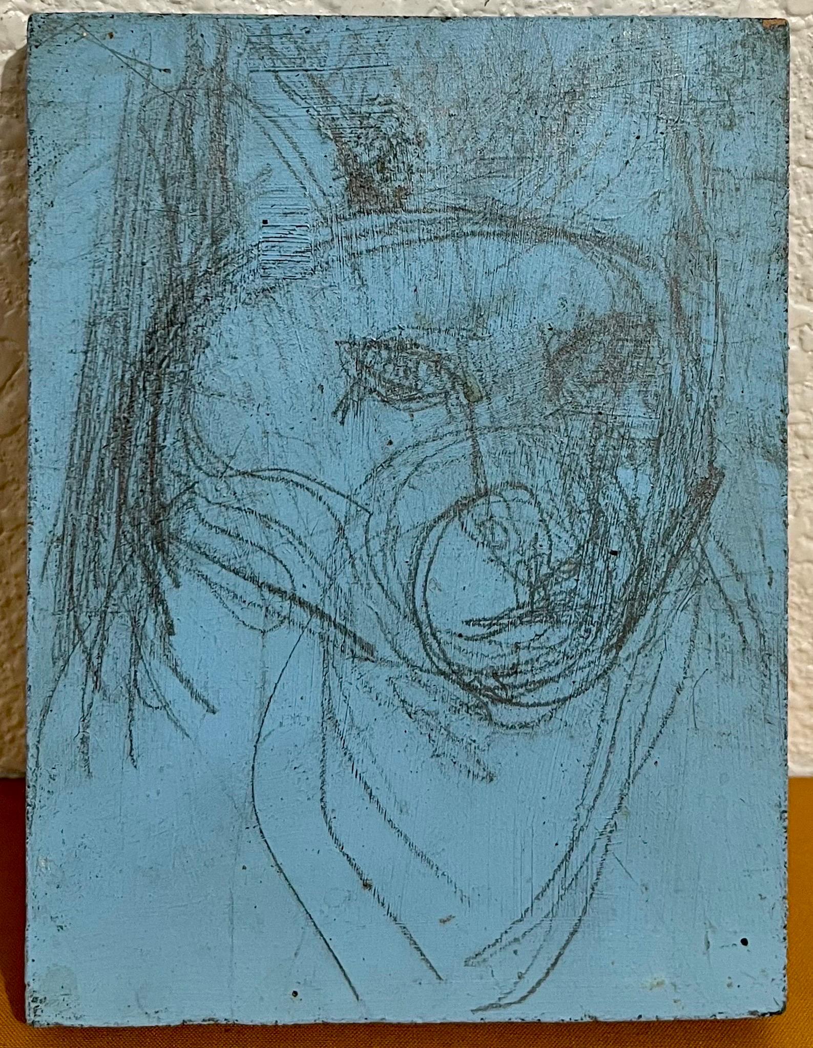 Abstrakt-expressionistisches modernistisches Ölgemälde, Hund-Zeichnung, Edward Avedisian  im Angebot 1