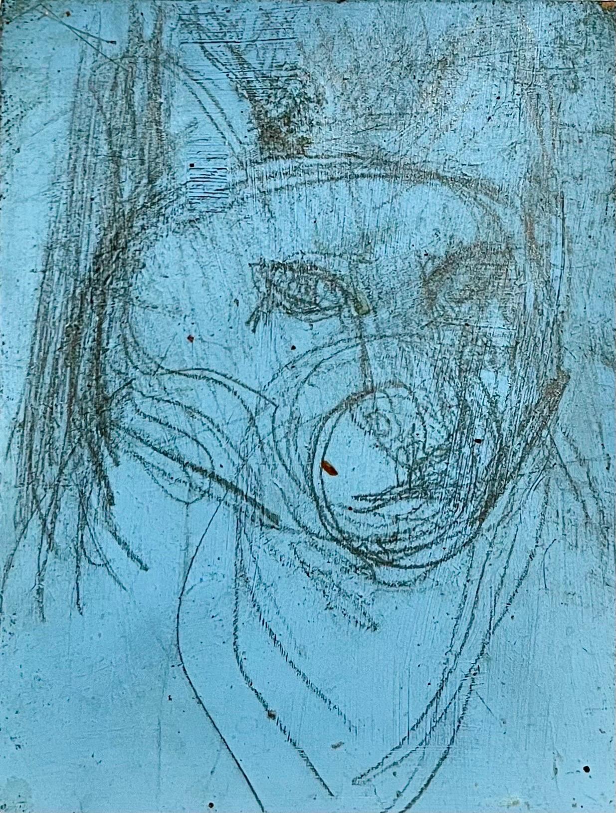 Abstrakt-expressionistisches modernistisches Ölgemälde, Hund-Zeichnung, Edward Avedisian 