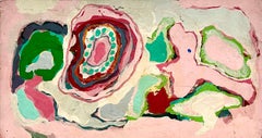 Mod Abstract Expressionist Modernist Oil Painting Edward Avedisian Biomorphic