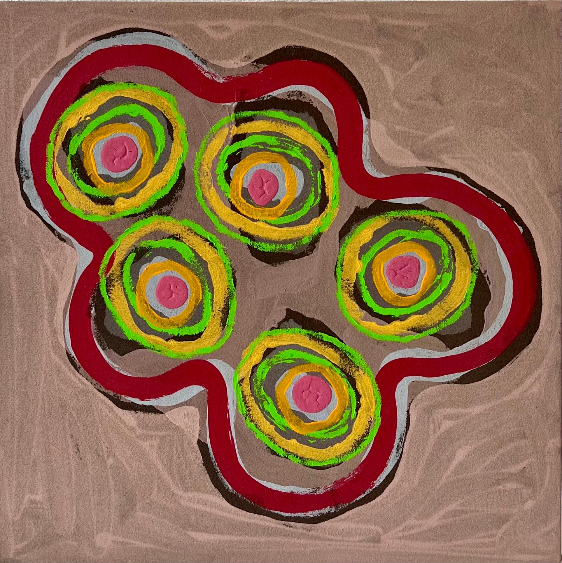 Mod Abstract Expressionist Modernist Oil Painting Edward Avedisian Color Circles 2