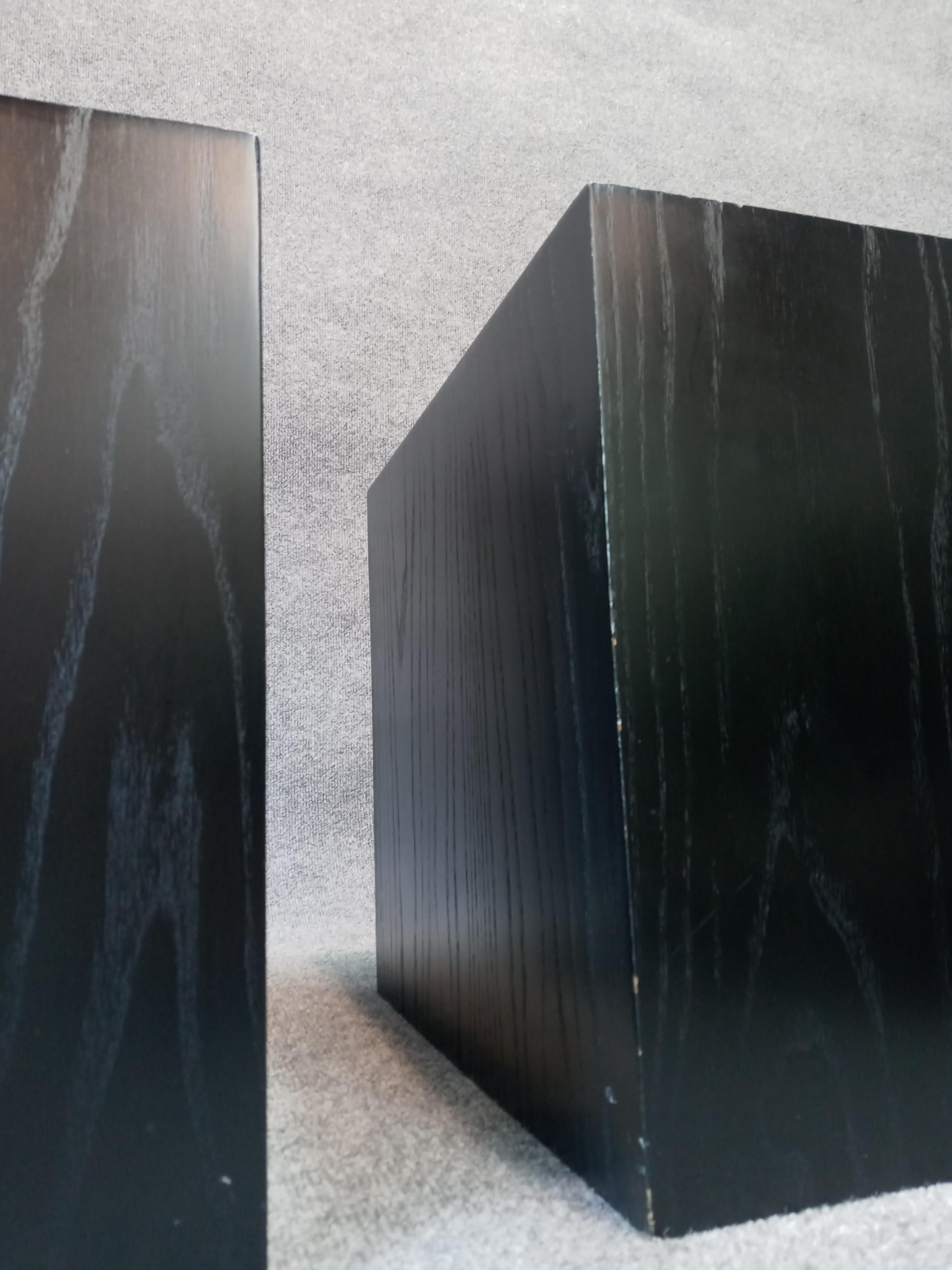 Edward Axel Roffman Pair Minimalist Enameled Oak Cube Tables MCM Post-Modern For Sale 1
