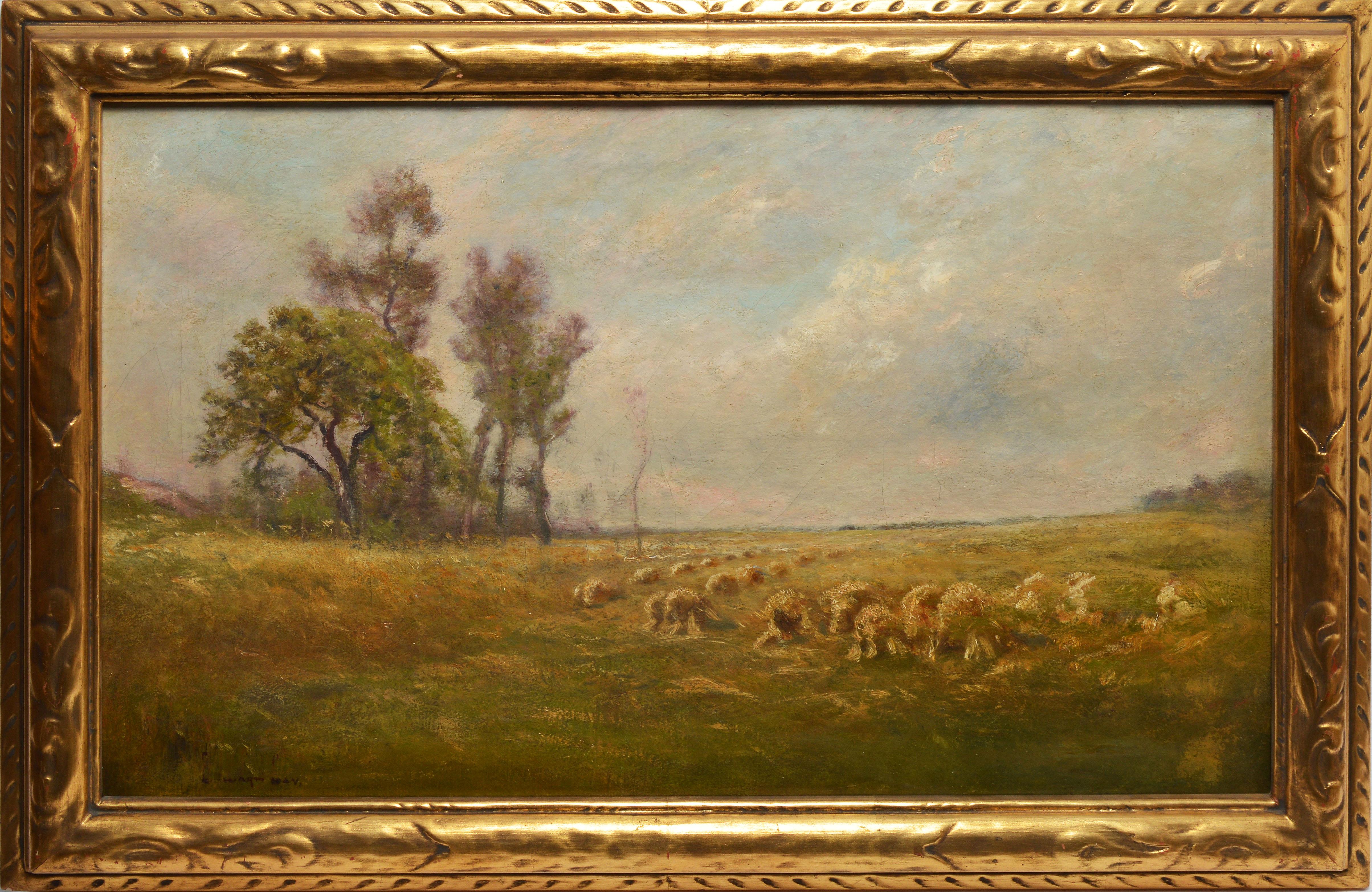 Edward B. Gay Landscape Painting - 19th Century Impressionist Landscape with Sheep by Edward B Gay 
