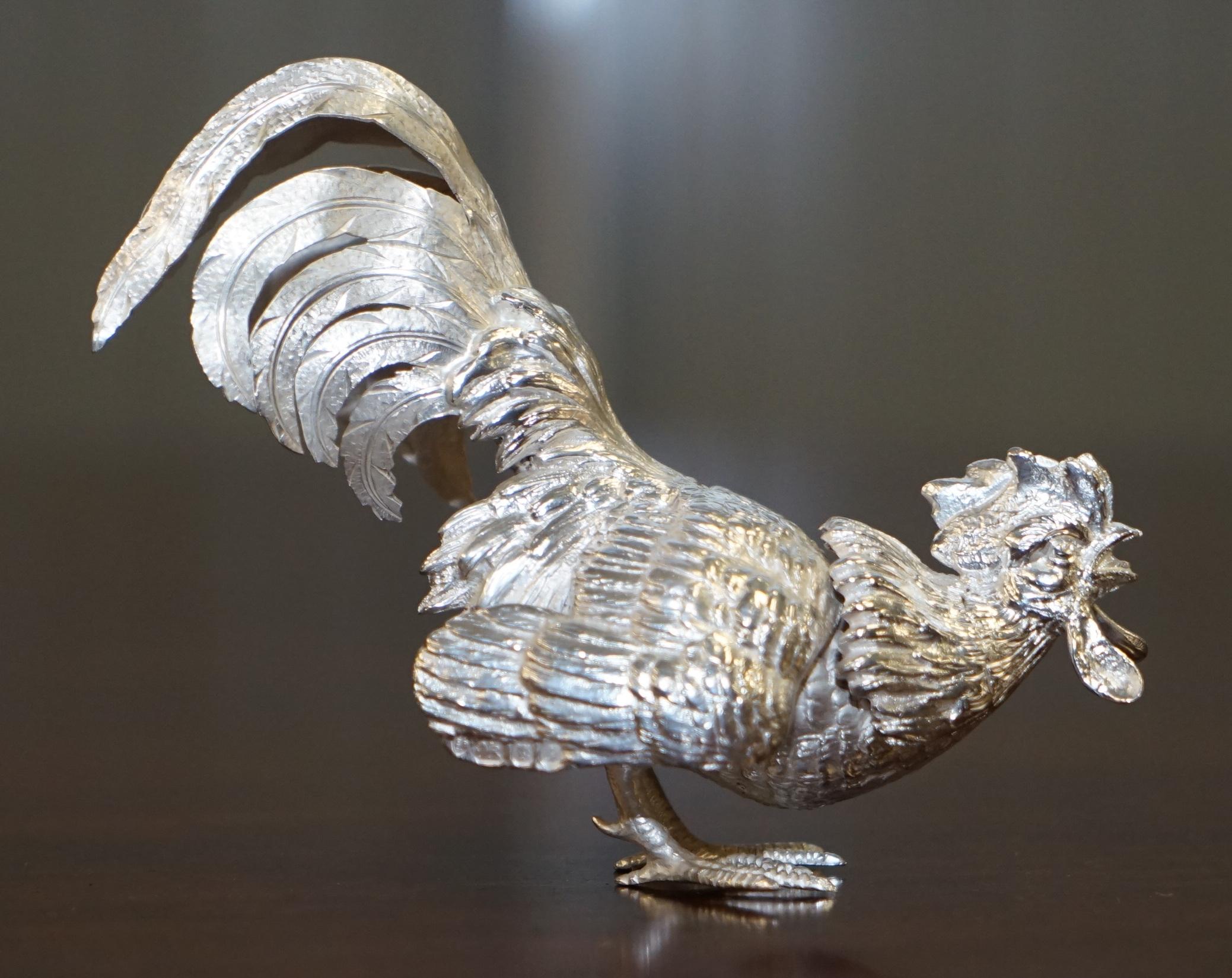 Edward Barnard Solid Sterling Silver Rooster Cockerel 50 Years Old Hallmarked For Sale 5