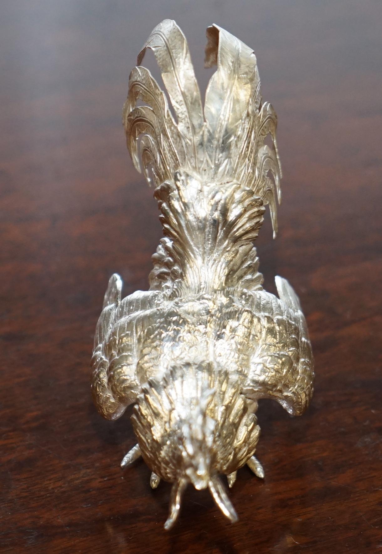 Edward Barnard Solid Sterling Silver Rooster Cockerel 50 Years Old Hallmarked For Sale 6