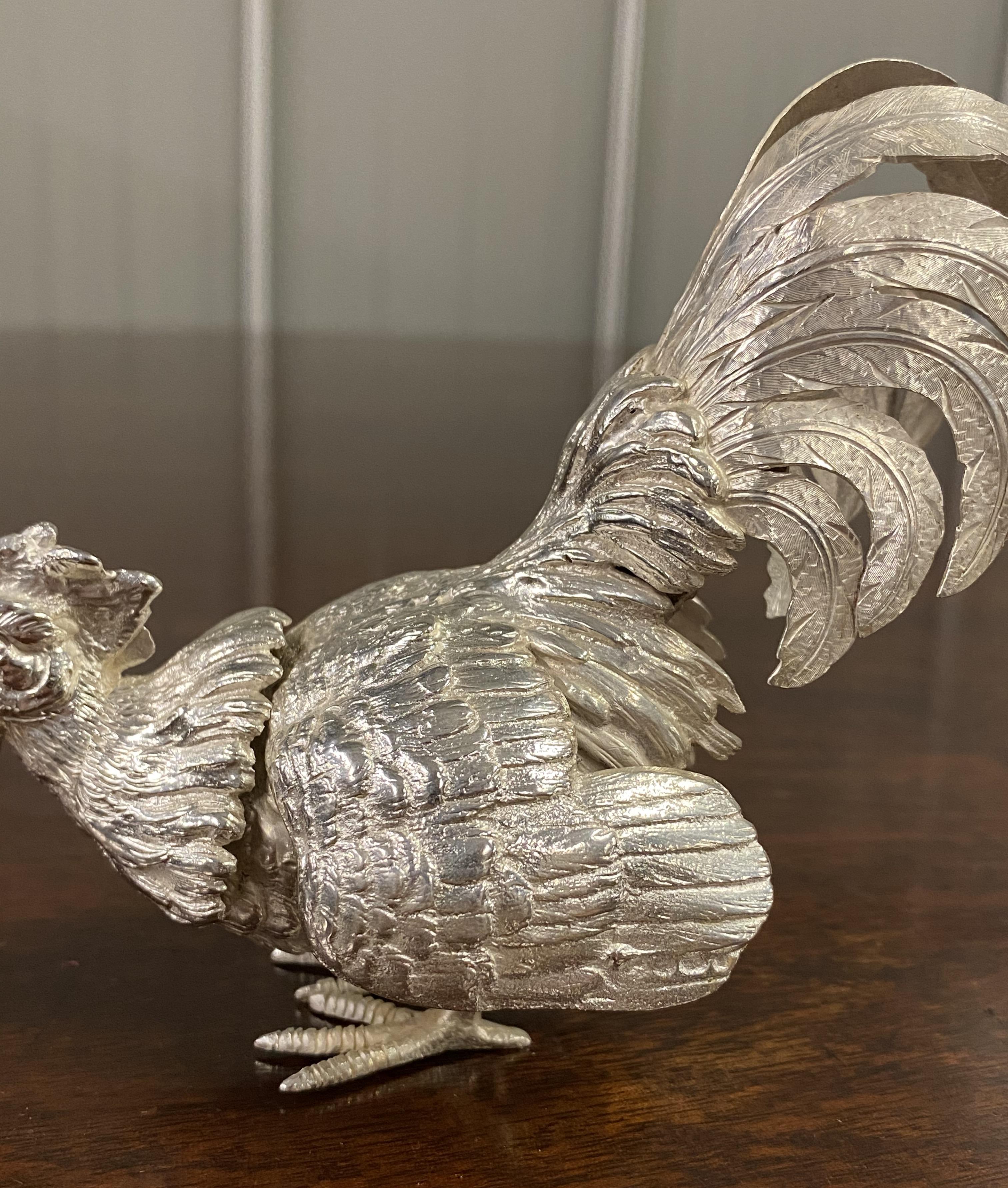 Hand-Crafted Edward Barnard Solid Sterling Silver Rooster Cockerel 50 Years Old Hallmarked For Sale
