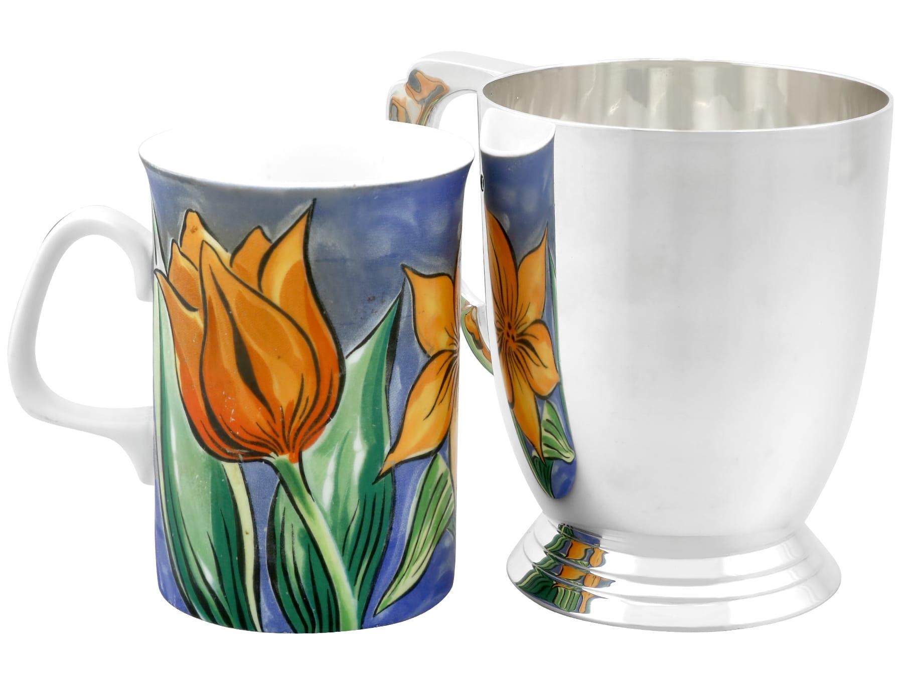 Antike Art Deco Sterling Silber Pint Becher von Edward Barnard & Söhne Ltd (Art déco) im Angebot