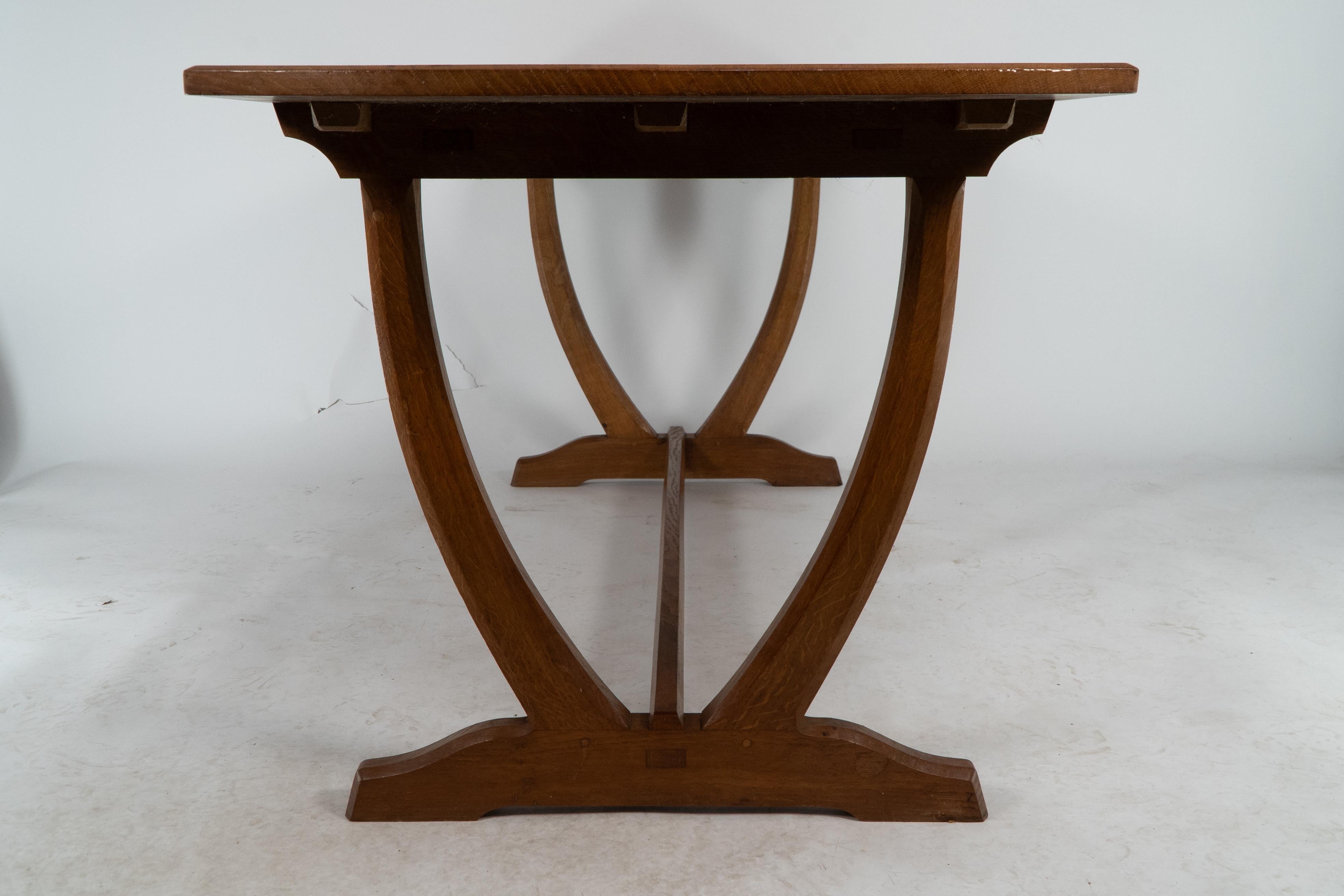 Edward Barnsley. A Cotswold School Arts & Crafts oak coffee table U shaped base For Sale 5