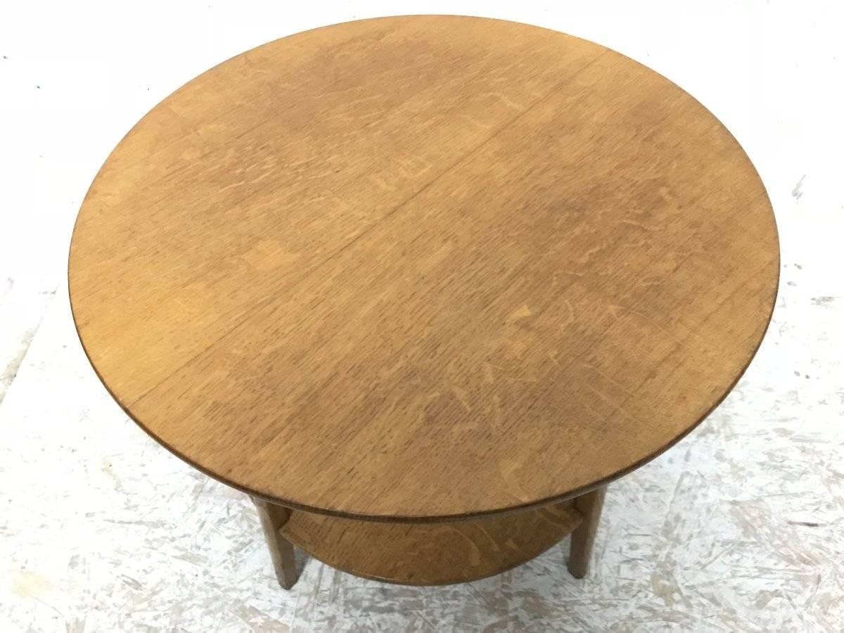 Edward Barnsley. A rare handmade Arts & Crafts oak two tier circular coffee or side table. Stamped 'Barnsley' underneath in two places.