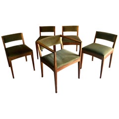 Edward Barnsley Dining Chairs Set of Five Stamped Dated 1978, Provenance