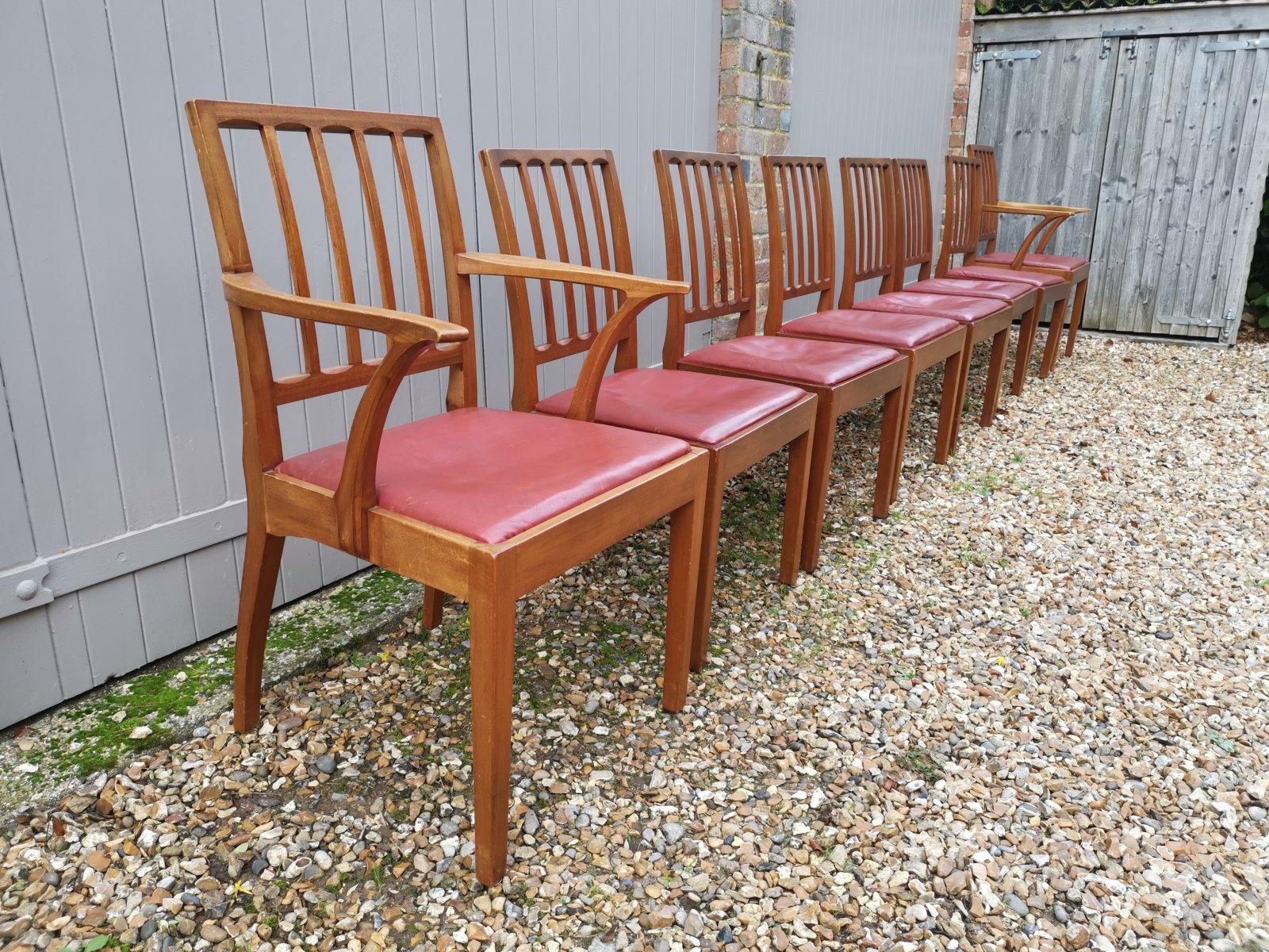 Edward Barnsley. An Arts & Crafts Walnut dining table & eight matching chairs. For Sale 11