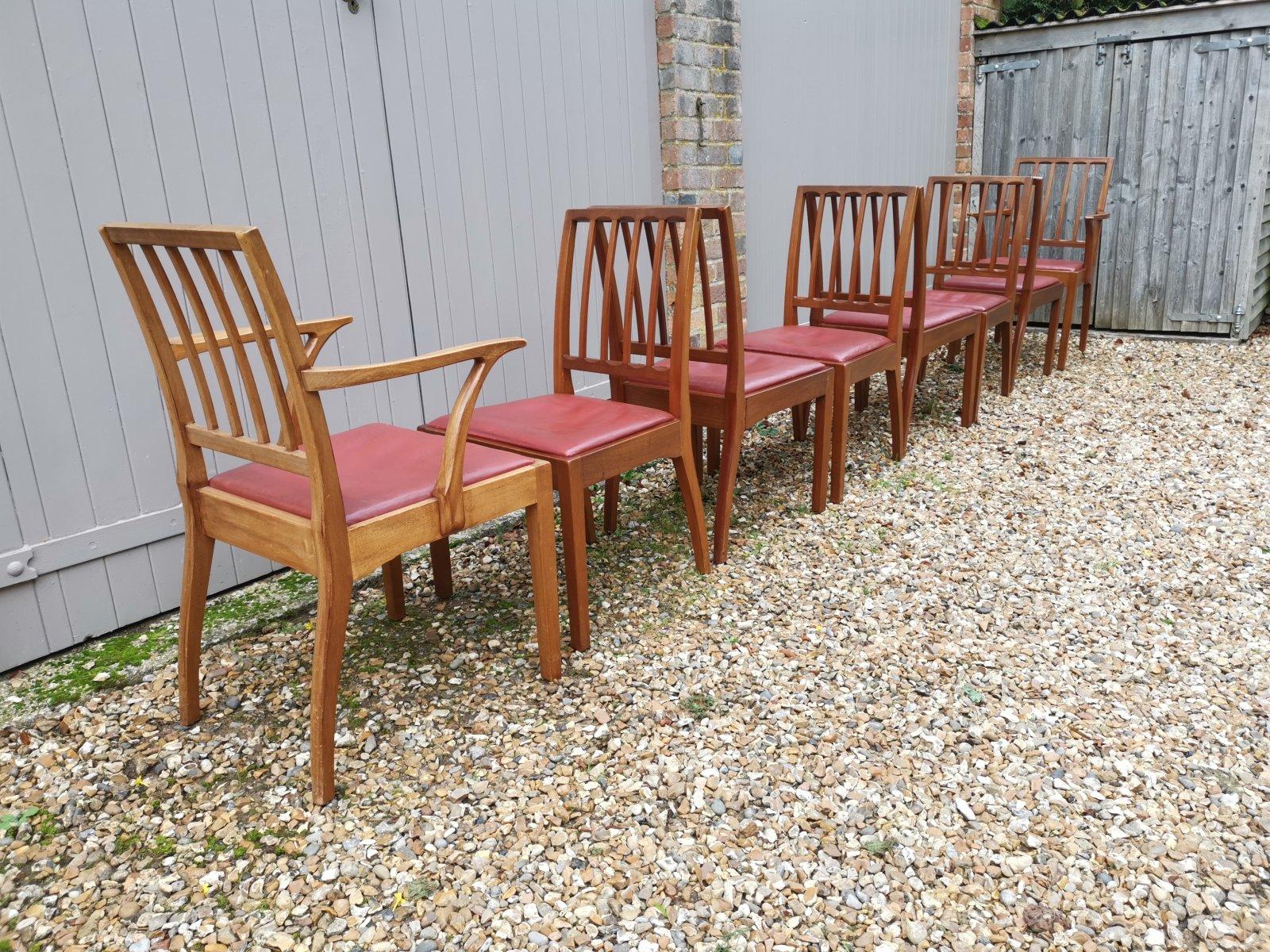 Edward Barnsley. An Arts & Crafts Walnut dining table & eight matching chairs. For Sale 13