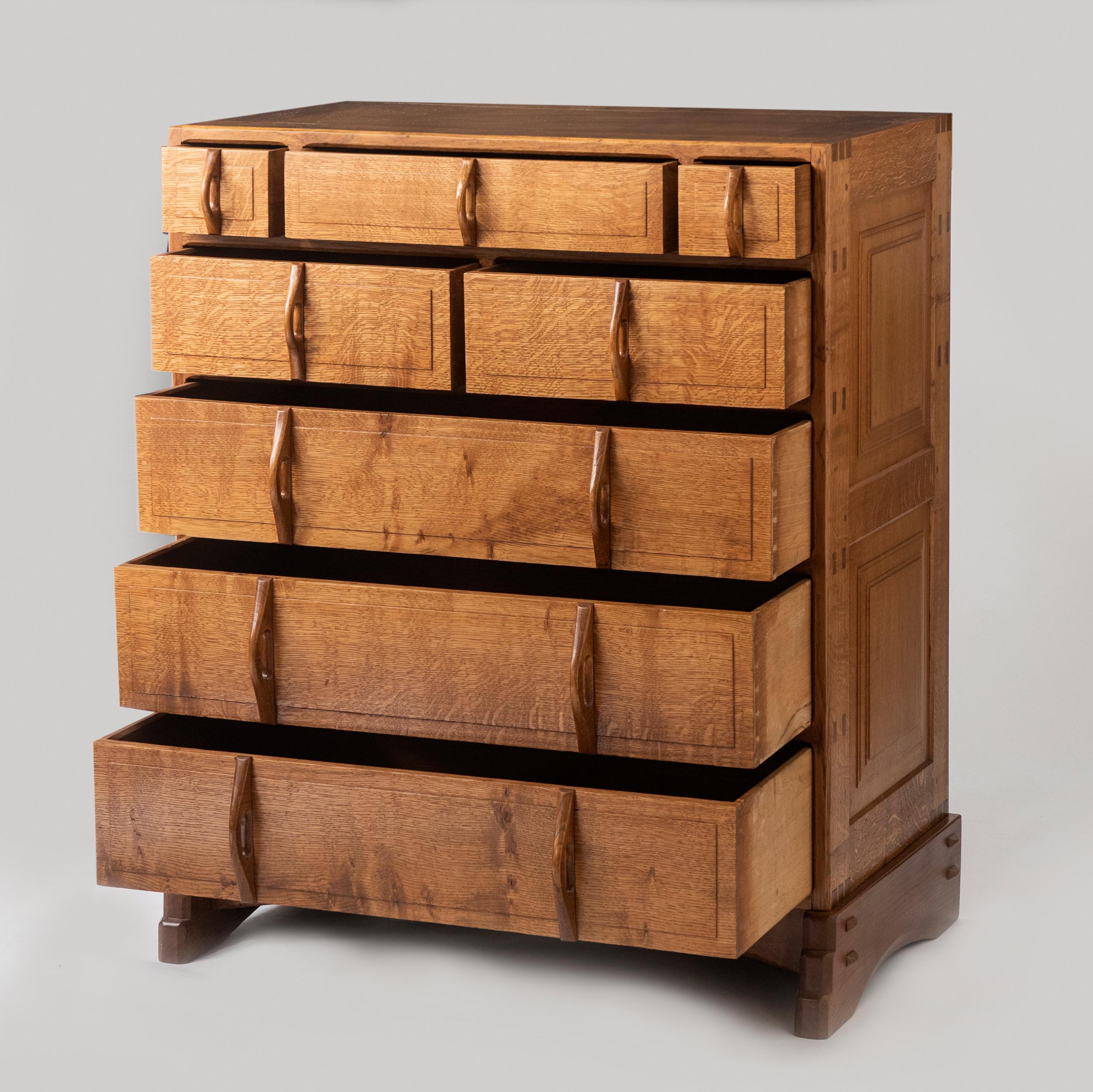 Arts and Crafts Edward Barnsley Oak Chest of Drawers, England, circa 1920 For Sale