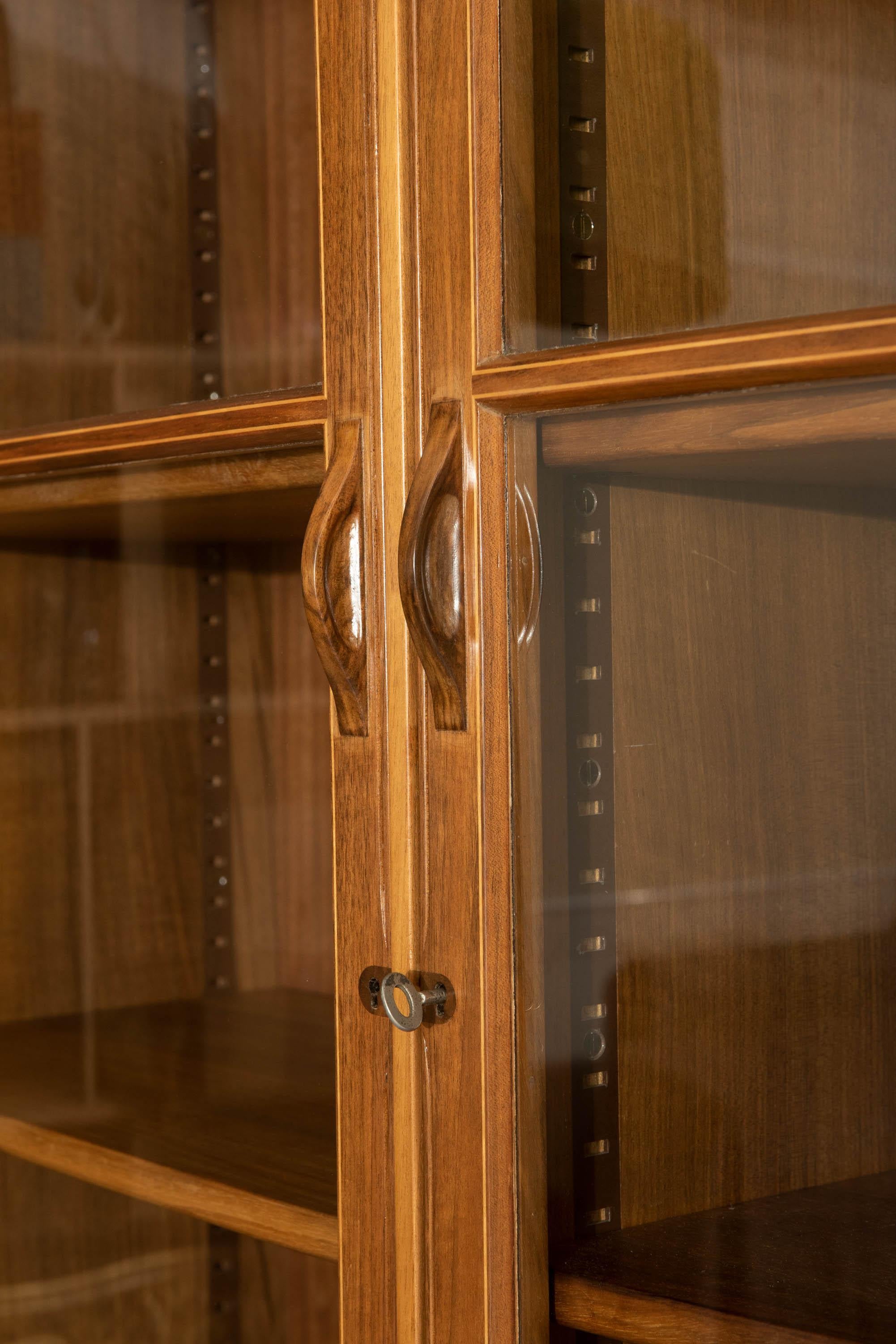 Edward Barnsley Walnut Bookcase with Glazed Doors, England, circa 1969 1