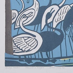 Edward Bawden: 'Aesop's Fables: Peacock and Magpie' 20th century linocut print