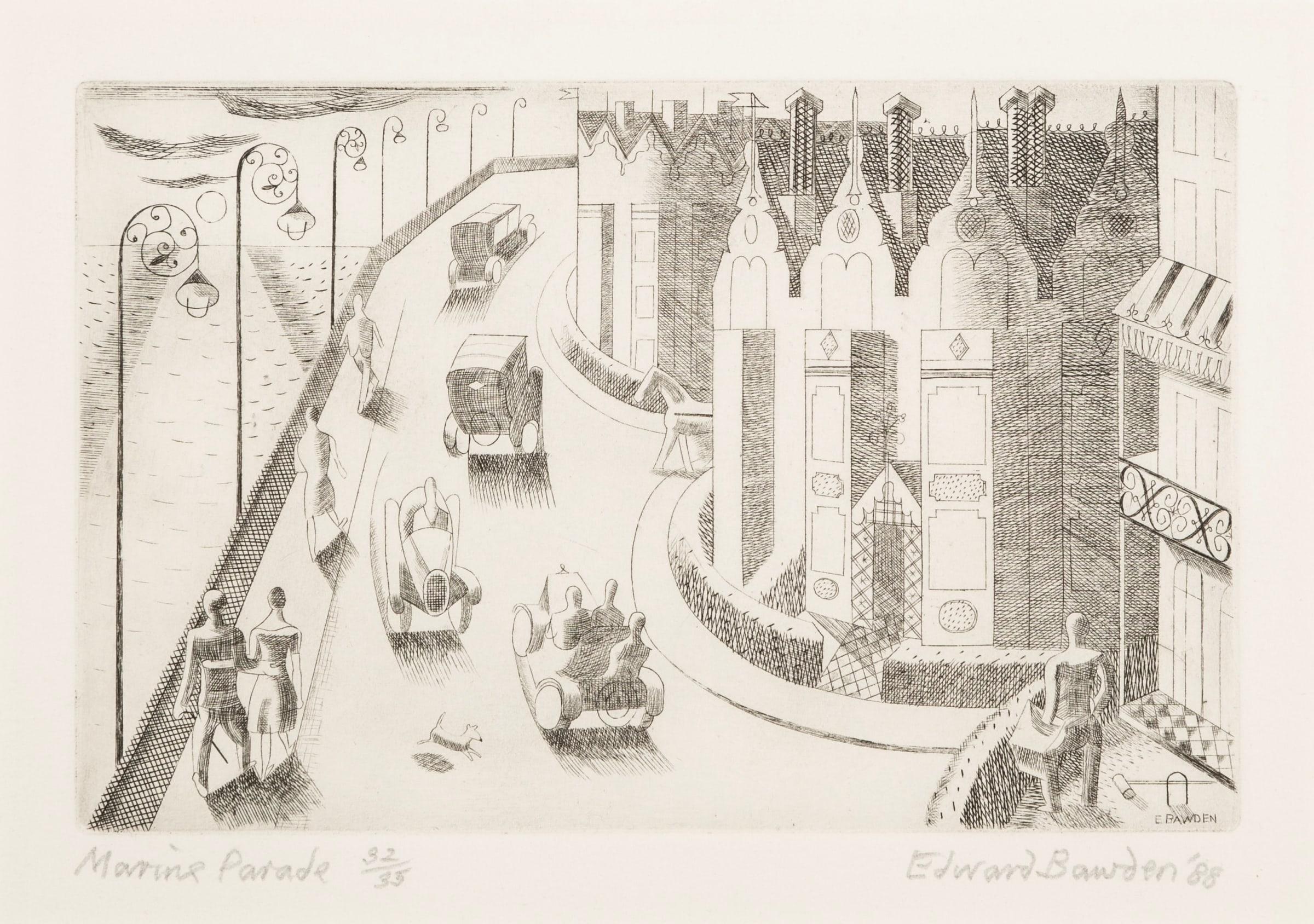 Marine Parade por Edward Bawden

Más información:
Técnica: Aguafuerte, a partir de una plancha 1927-29
27.9 x 33 cm
11 x 13 pulg.
firmado, titulado y numerado a lápiz

Grabador, diseñador gráfico, ilustrador y pintor inglés. Estudió en la Escuela de