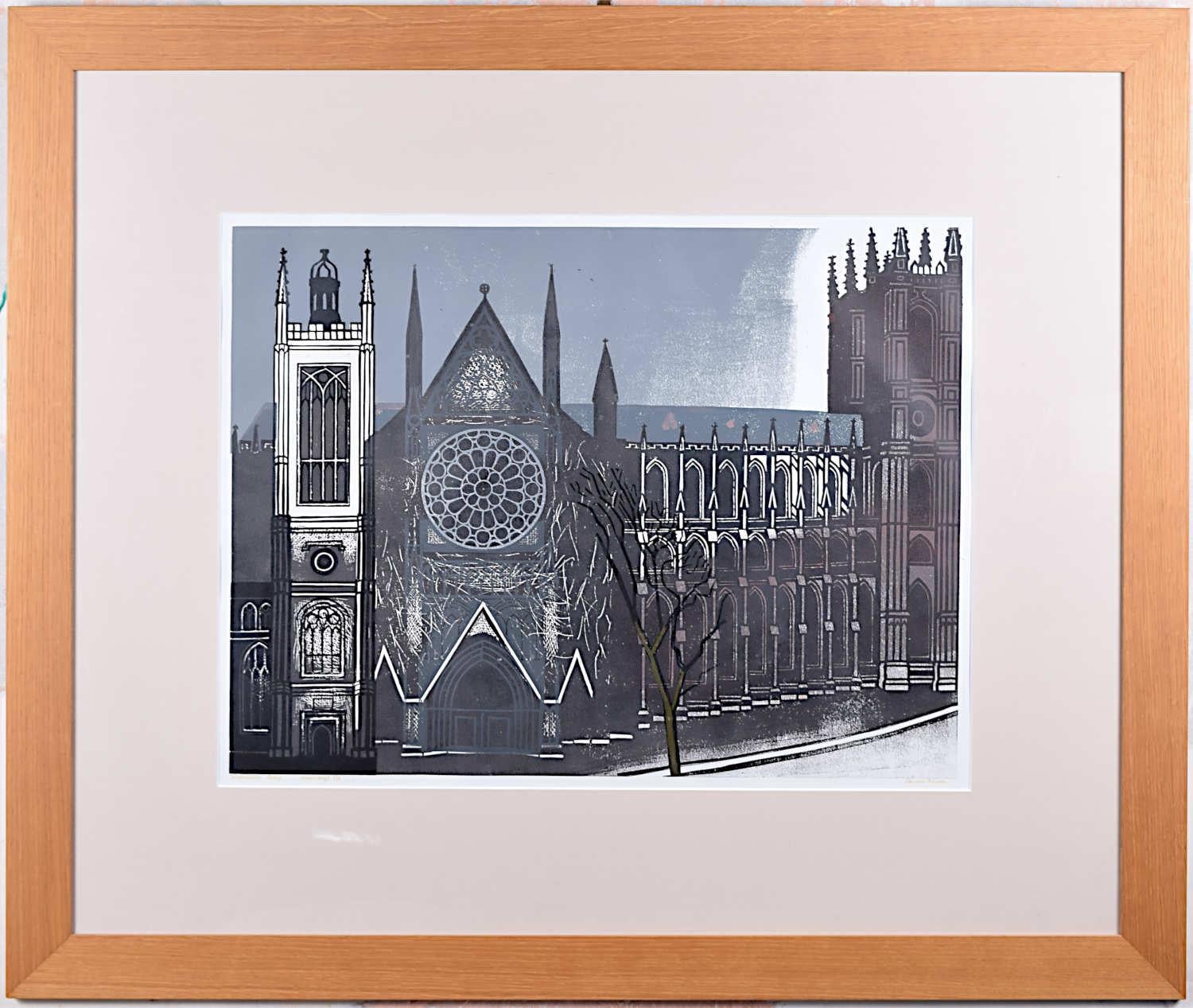 Westminster Abbey 20th century linocut print by Edward Bawden For Sale 1