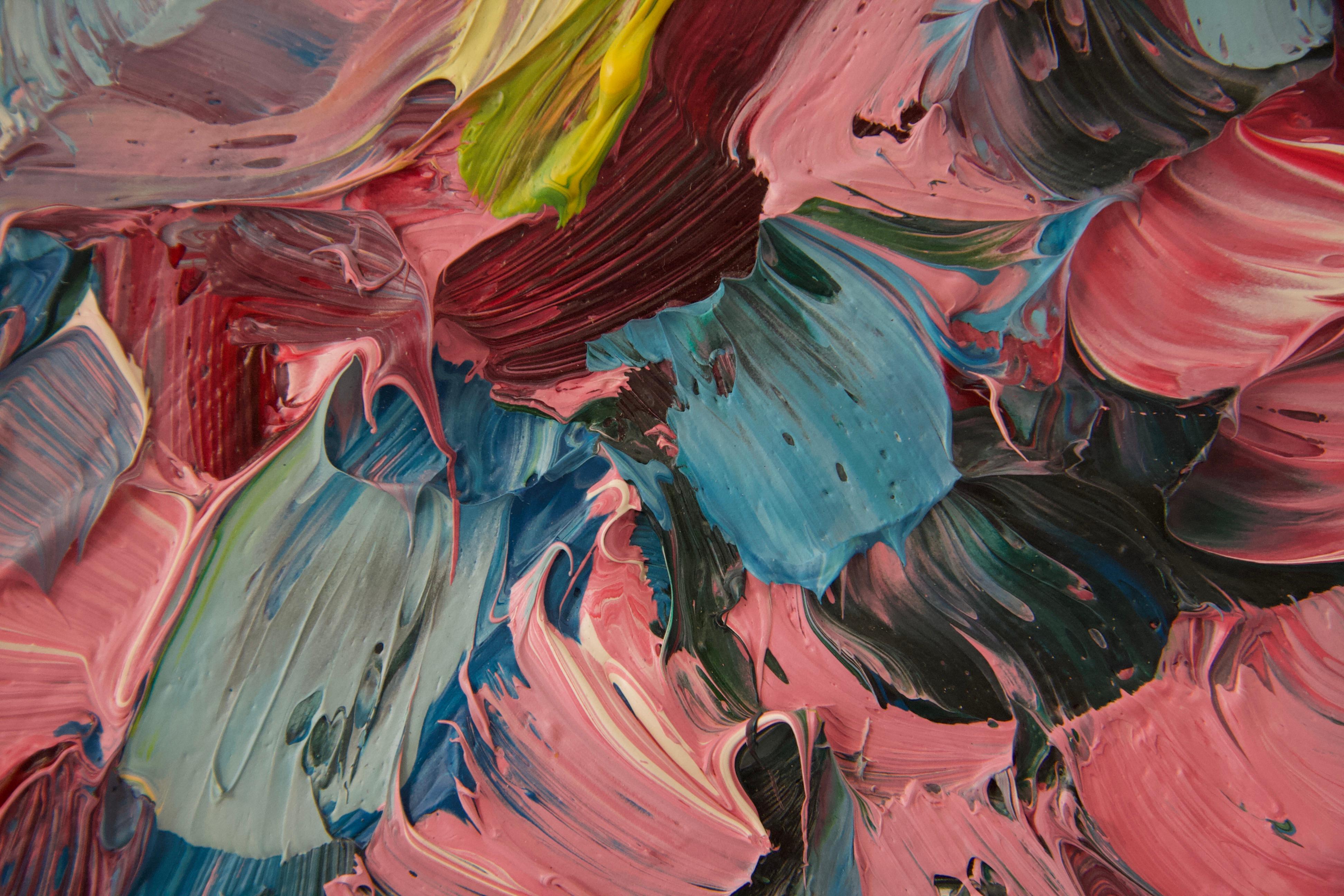CRIMSON CHRYSANTHEMUMS  PALE BLUE .EDWARD BEALE contemporary British artist For Sale 8