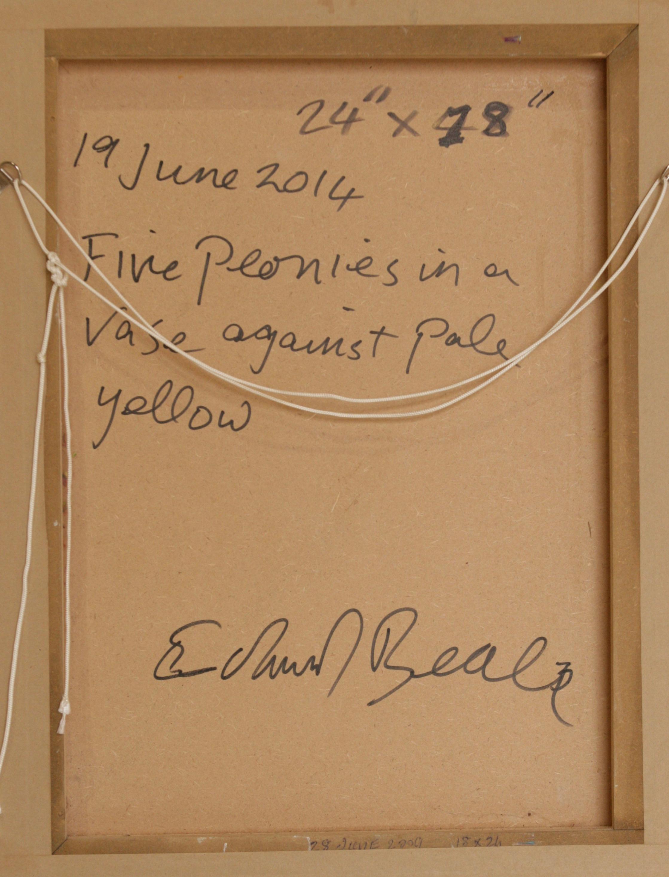 FIVE PEONIES IN VASE EDWARD BEALE Contemporary British Artist For Sale 9