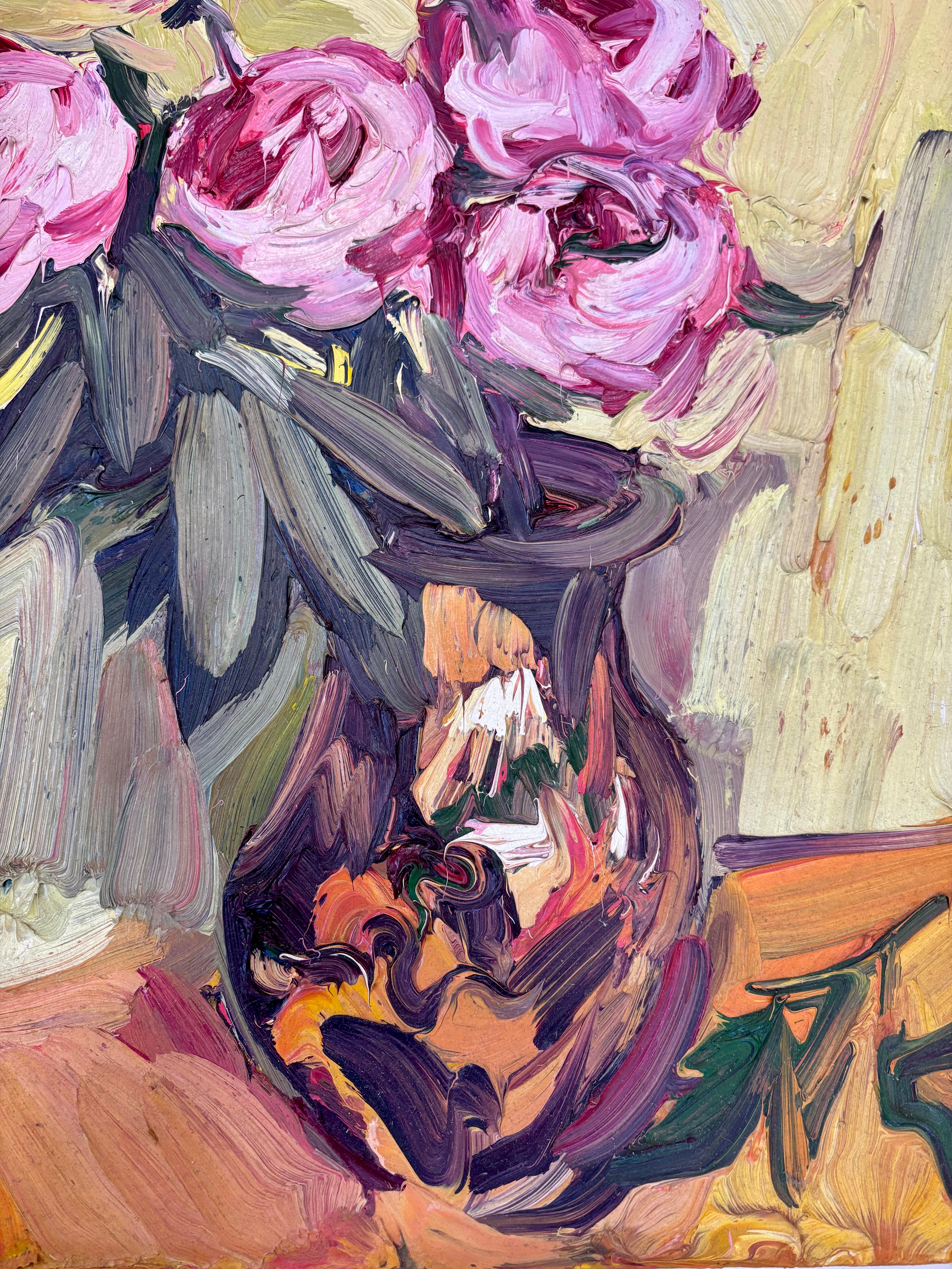 FIVE PEONIES IN VASE EDWARD BEALE Contemporary British Artist For Sale 10