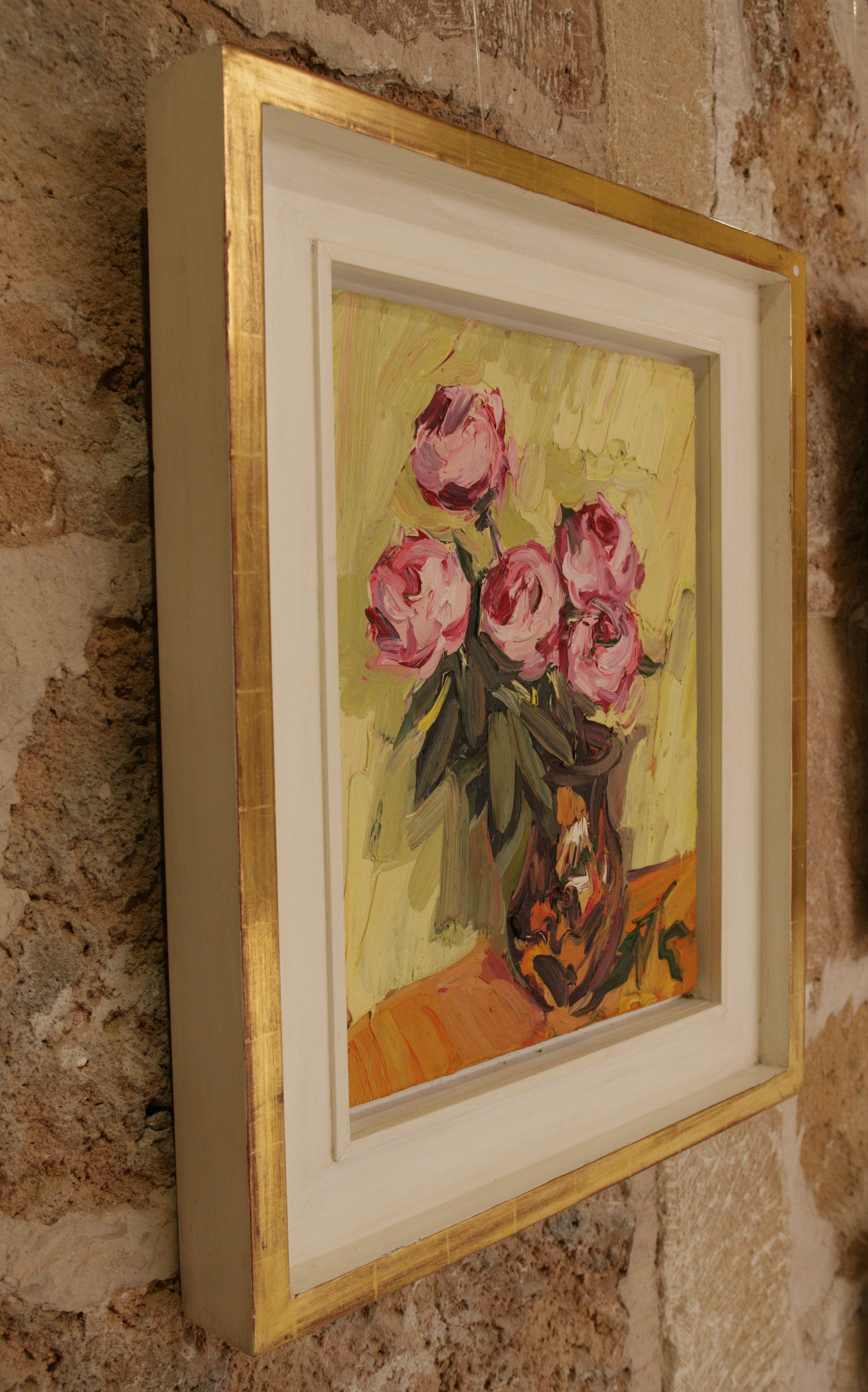 FIVE PEONIES IN VASE EDWARD BEALE Contemporary British Artist For Sale 1