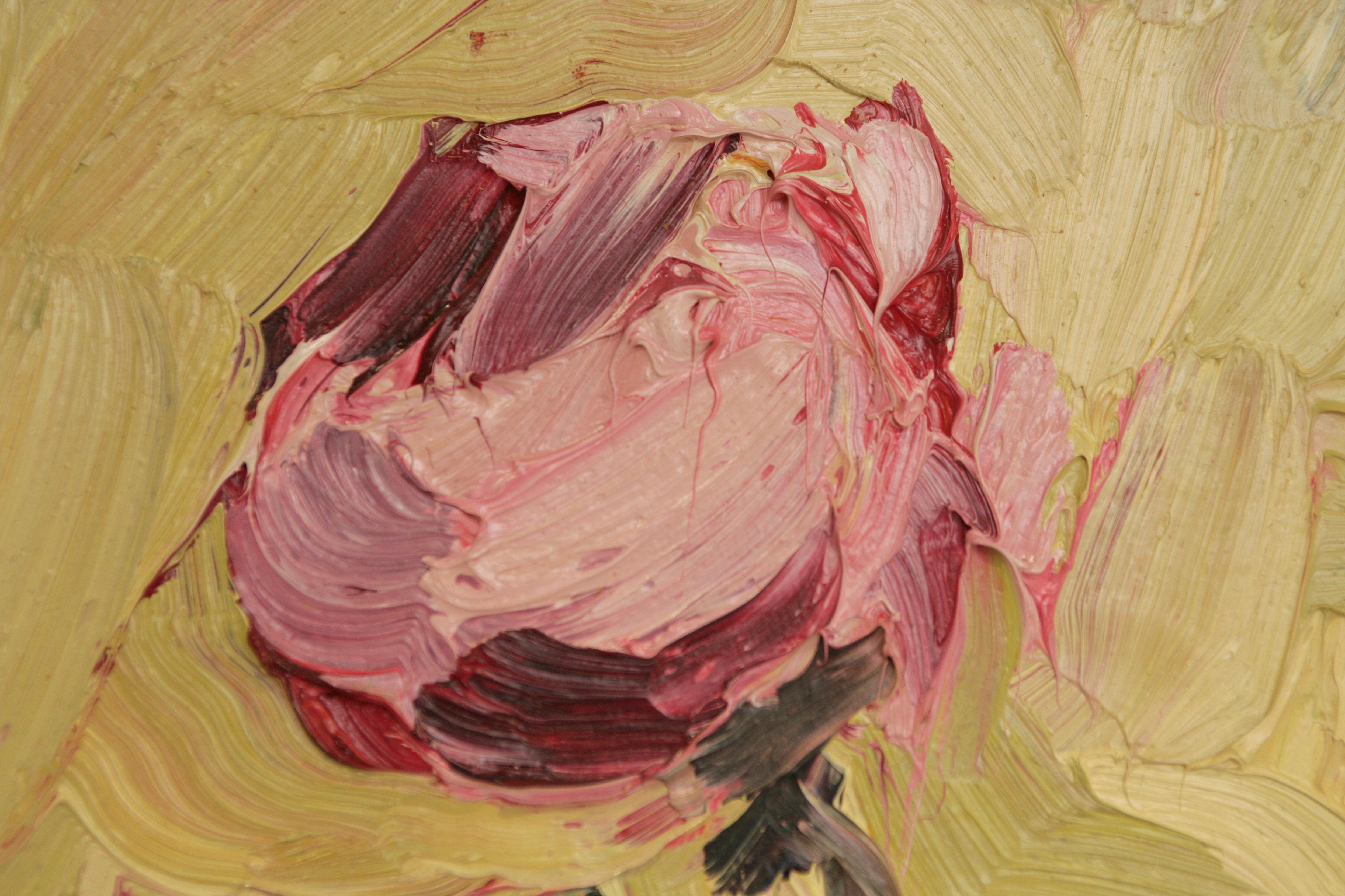 FIVE PEONIES IN VASE EDWARD BEALE Contemporary British Artist For Sale 2
